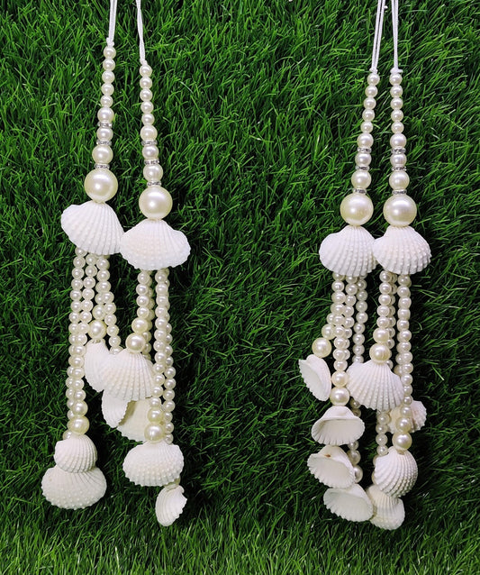 Indian Handmade White Pearl Latkan for Saree Blouse Lehenga HandBags Dupatta Decoration Bridal Wedding dress for Women pair of 2 pcs