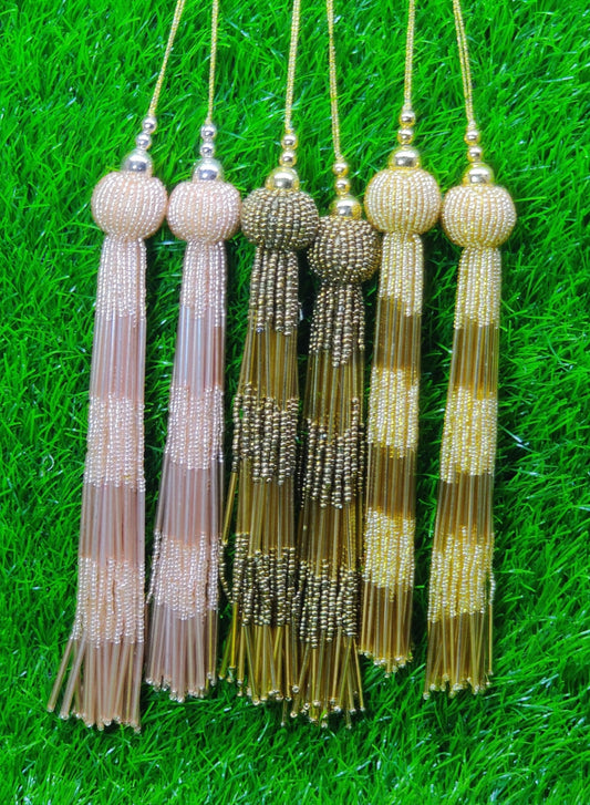 Indian Handmade Beaded Latkan for Saree Blouse Lehenga HandBags Dupatta Decoration Bridal Wedding dress for Women pair of 2 pcs