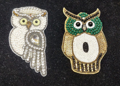 Indian Beaded OWL Decorative Handmade Patches Embroidered Sewing Thread Dresses Appliques Cushion Crafting Scrap booking Bags