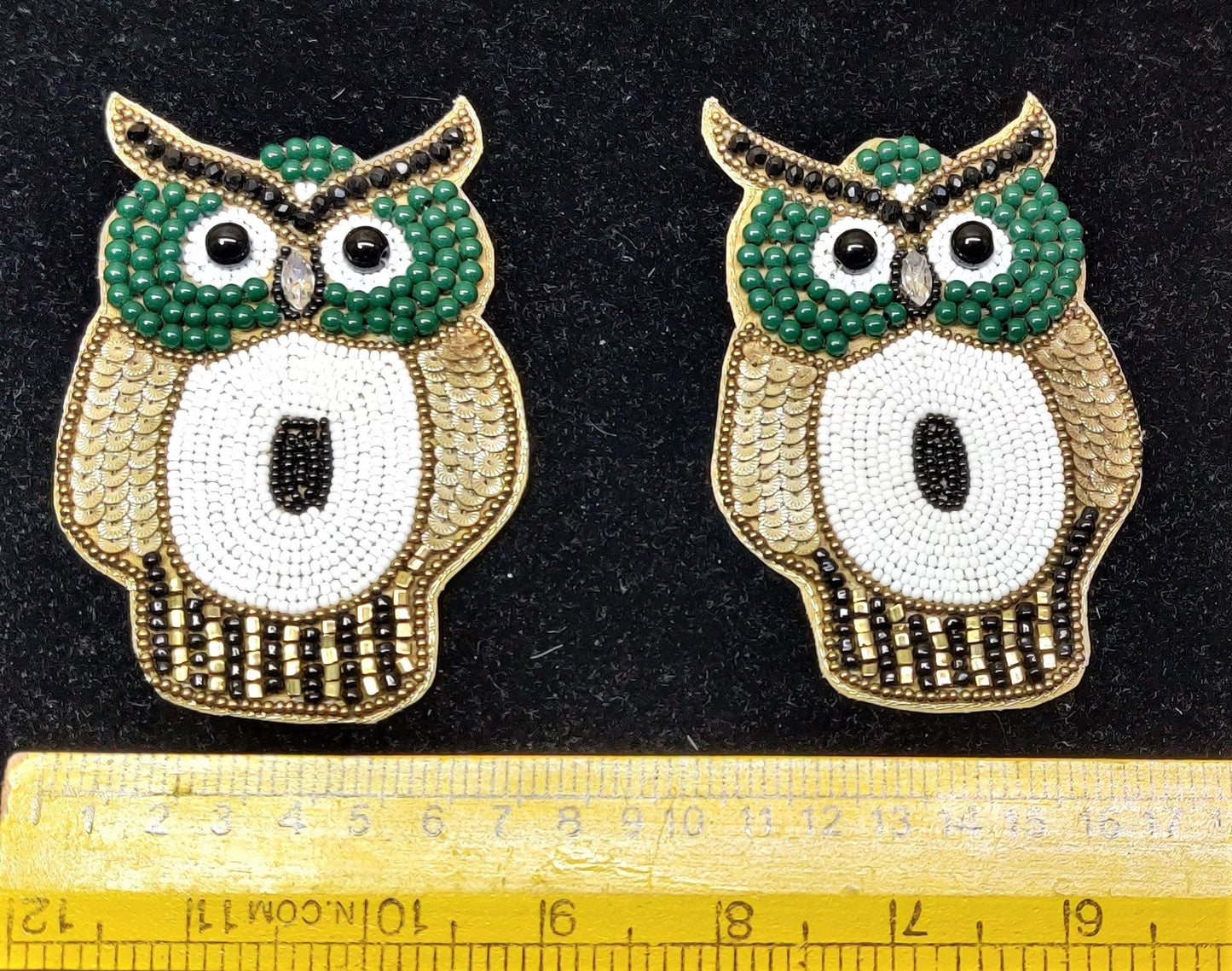 Indian Beaded OWL Decorative Handmade Patches Embroidered Sewing Thread Dresses Appliques Cushion Crafting Scrap booking Bags