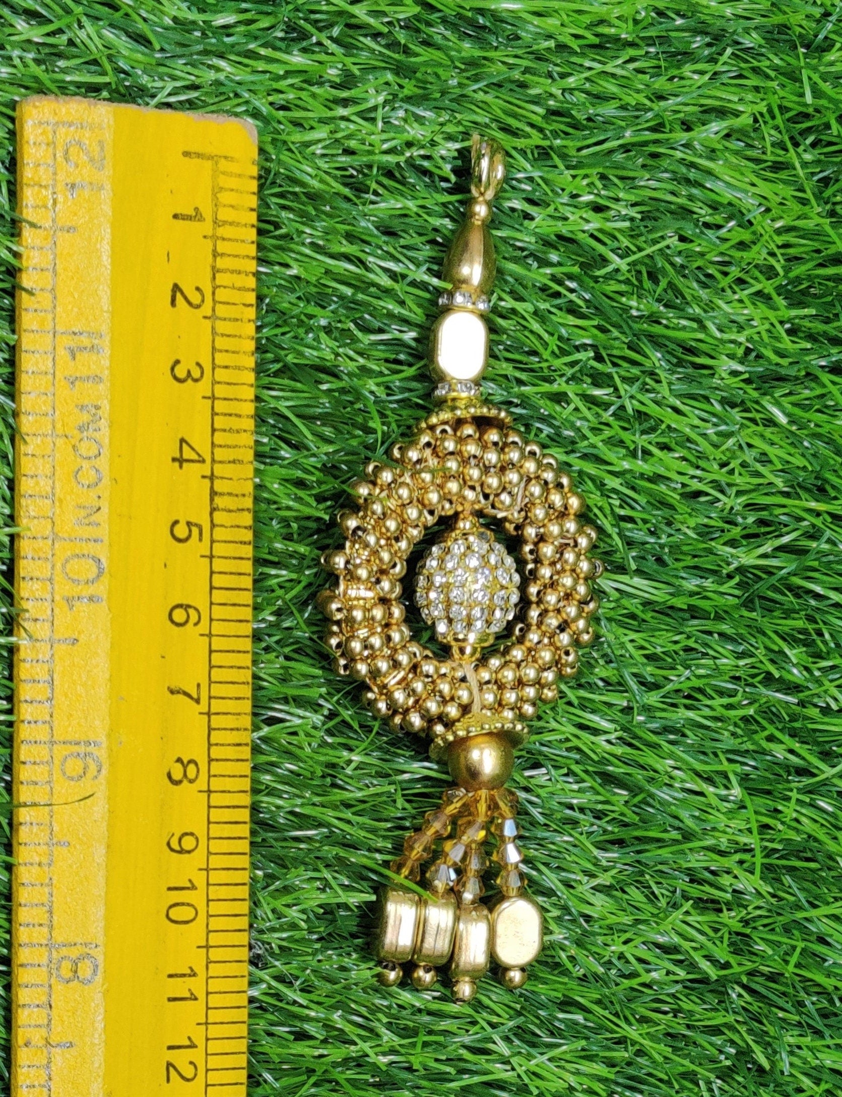 Indian Handmade Golden Latkan for Saree Blouse Lehenga HandBags Dupatta Decoration Bridal Wedding dress for Women pair of 2 pcs