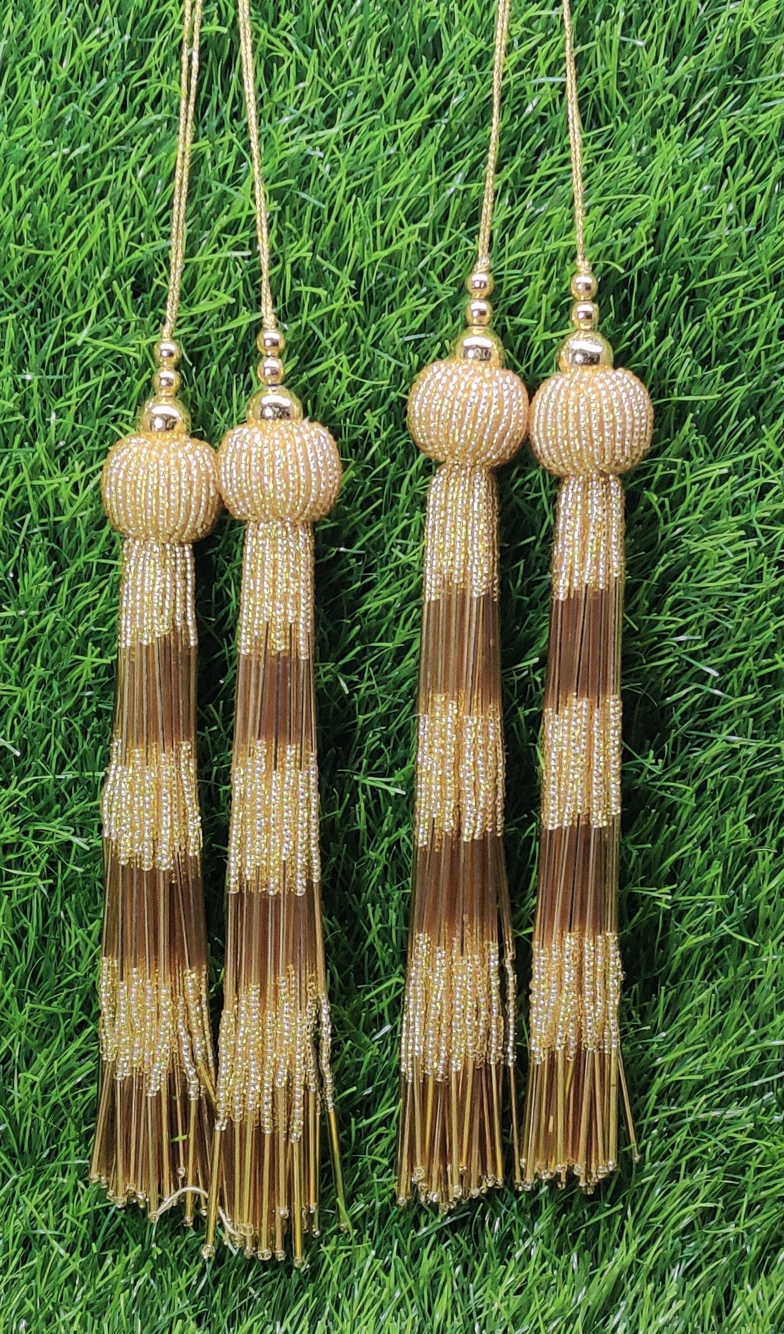 Indian Handmade Beaded Latkan for Saree Blouse Lehenga HandBags Dupatta Decoration Bridal Wedding dress for Women pair of 2 pcs