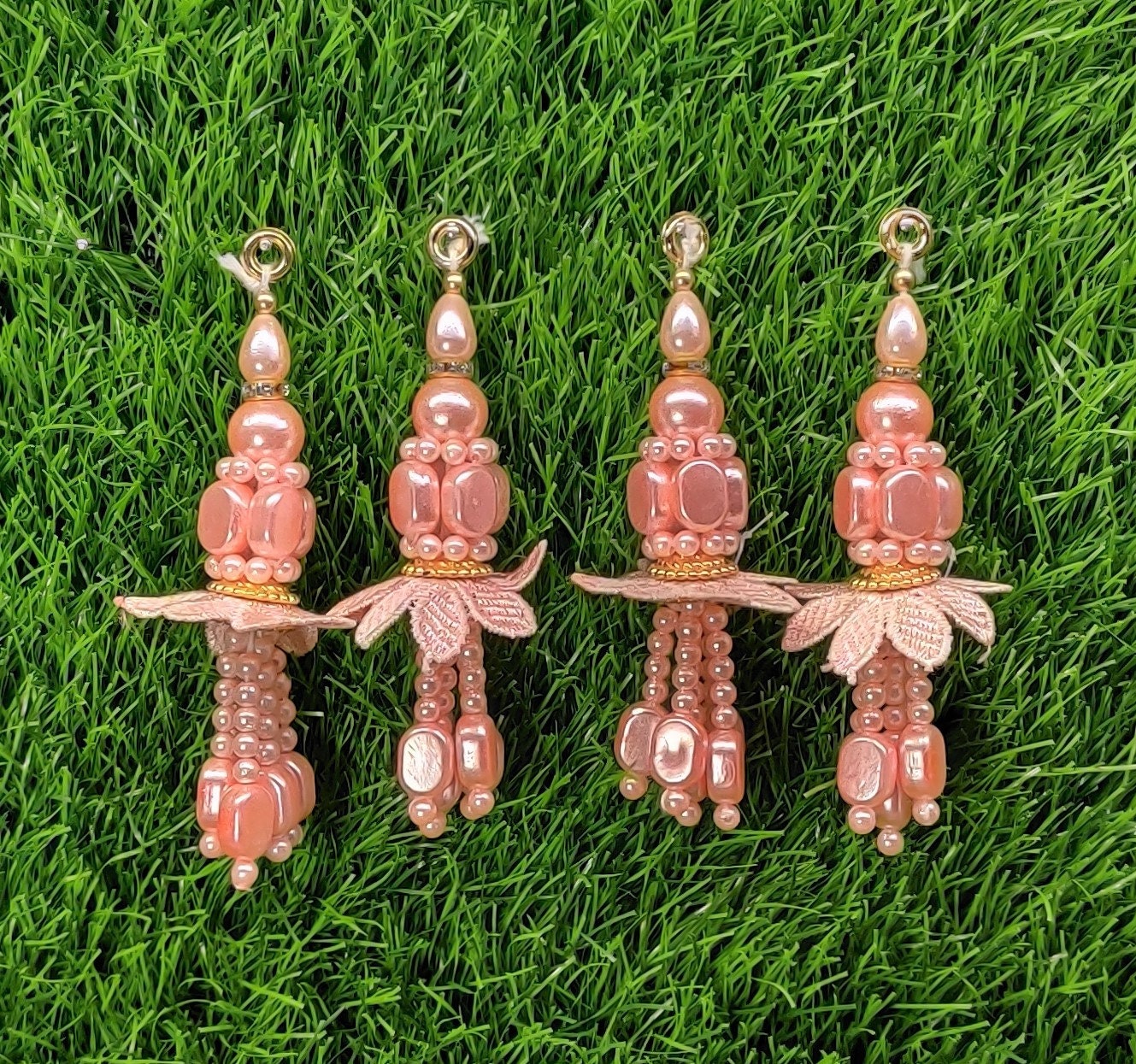 Indian Handmade Beaded Latkan for Saree Blouse Lehenga HandBags Dupatta Decoration Bridal Wedding dress for Women pair of 2 pcs