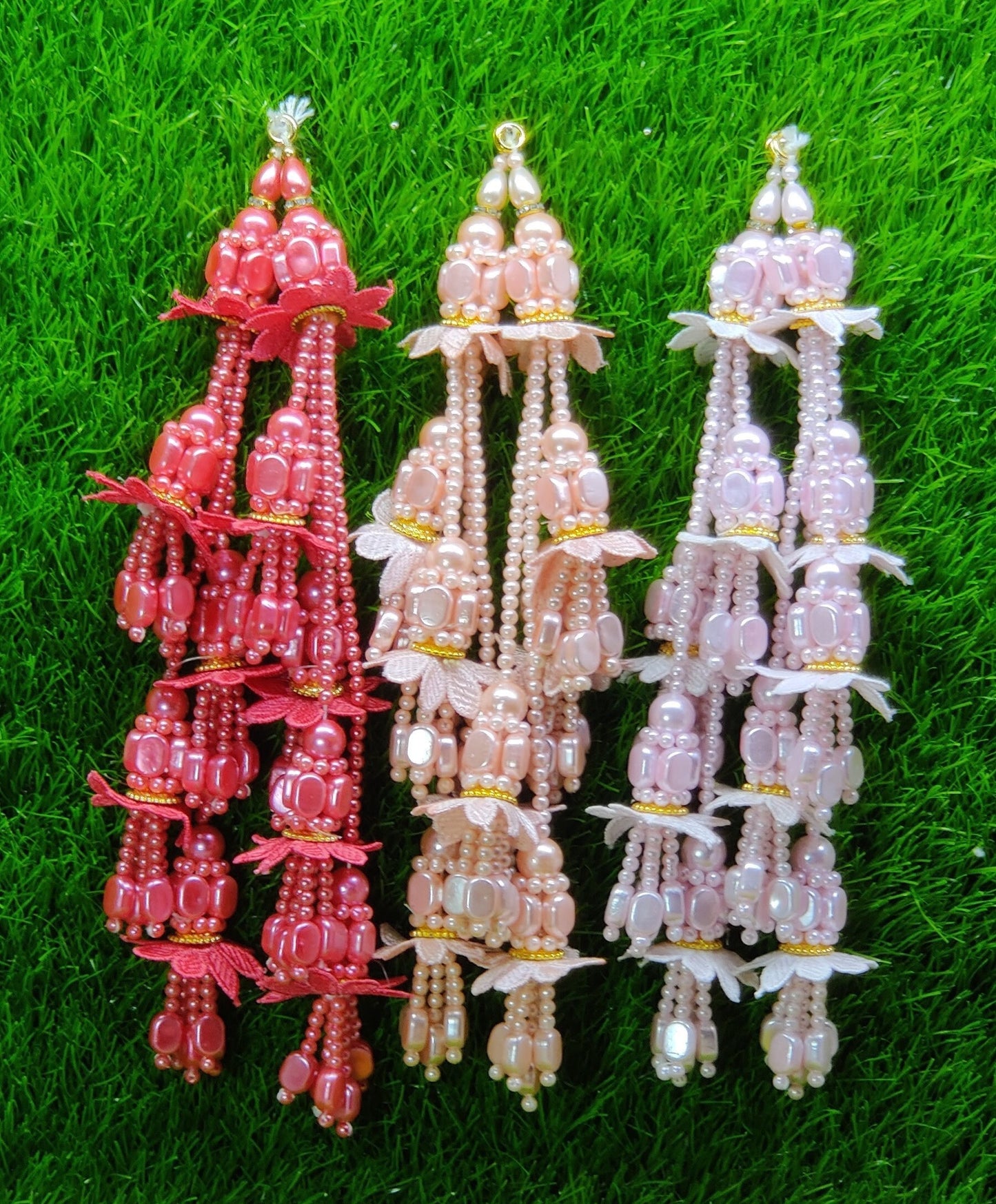Indian Handmade Beaded Latkan for Saree Blouse Lehenga HandBags Dupatta Decoration Bridal Wedding dress for Women pair of 2 pcs