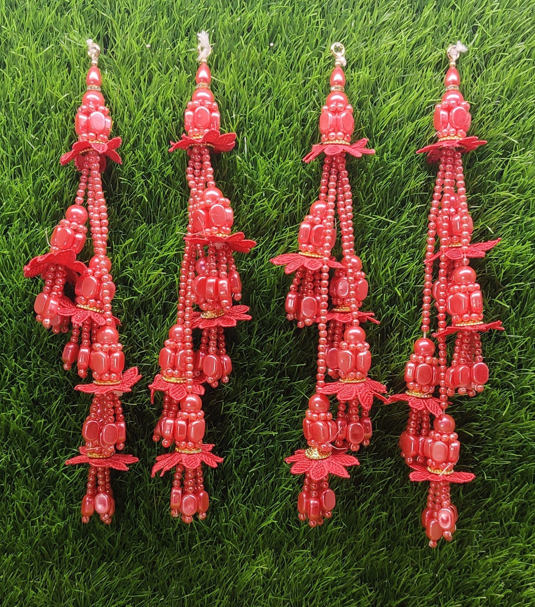 Indian Handmade Beaded Latkan for Saree Blouse Lehenga HandBags Dupatta Decoration Bridal Wedding dress for Women pair of 2 pcs