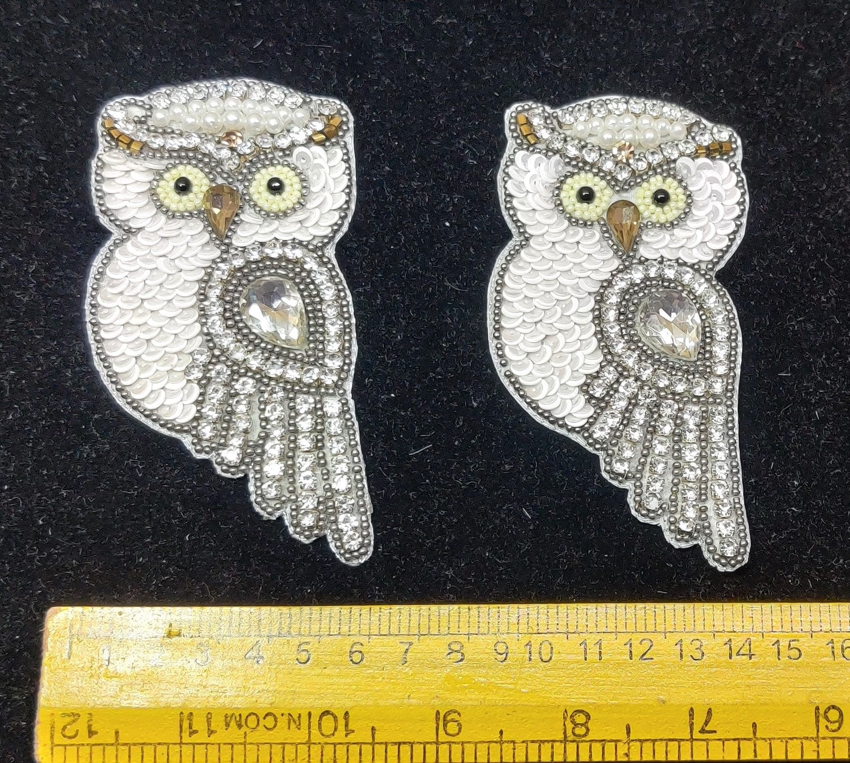 Indian Beaded OWL Decorative Handmade Patches Embroidered Sewing Thread Dresses Appliques Cushion Crafting Scrap booking Bags