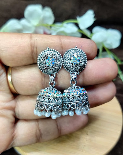 Indian Oxidized Handmade Silver Plated Small Earring jhumki Hanging for girls and women party wear Jewelry