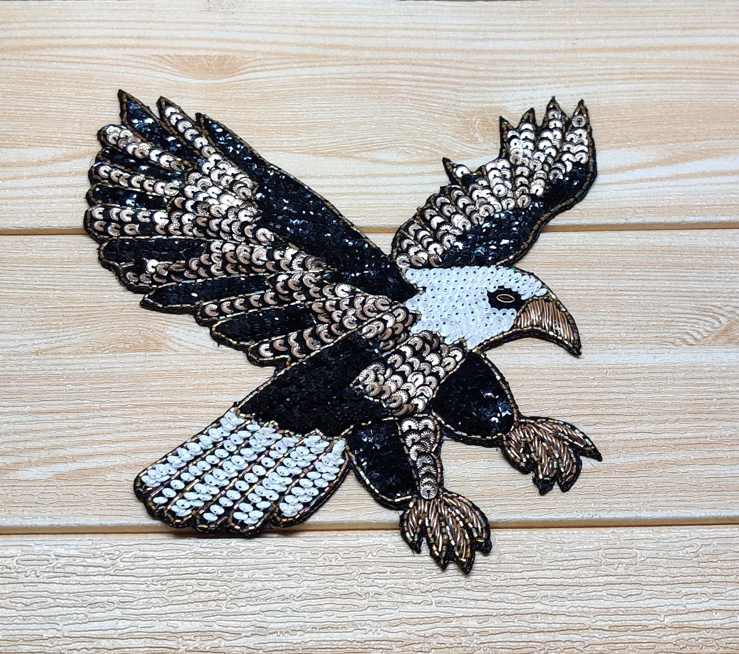 Indian Beaded Eagle Handmade Patches Embroidered Sewing Thread Dresses Handcrafted Appliques Cushion Crafting Scrap booking Bags