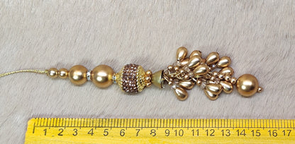 Indian Handmade Golden Beaded Latkan Tassels for Saree Blouse HandBags Hangings Dupatta Bridal Wedding dress for Women pair of 2 pcs