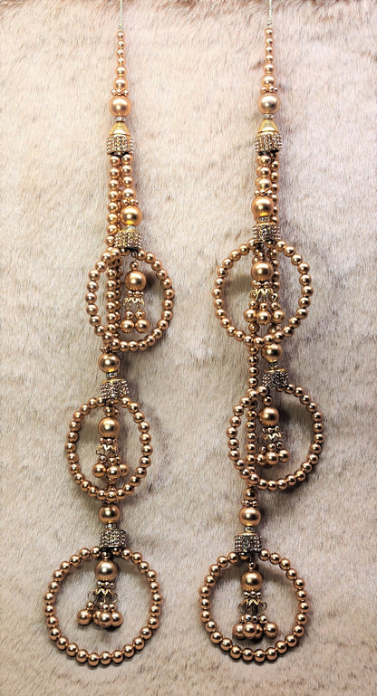 Indian Handmade Golden Beaded Lahenga Latkan Tassels for Saree HandBags Hangings Dupatta Bridal Wedding dress for Women pair of 2 pcs