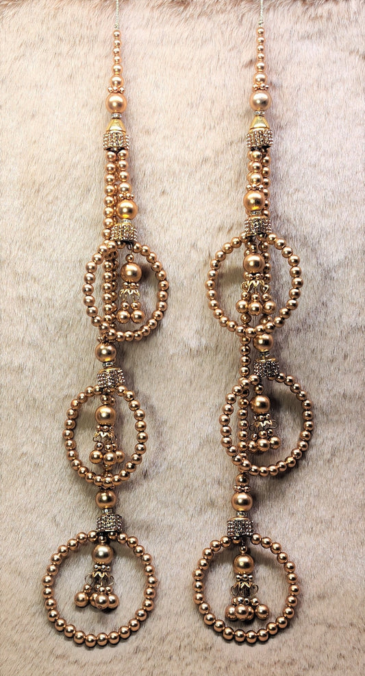 Indian Handmade Golden Beaded Lahenga Latkan Tassels for Saree HandBags Hangings Dupatta Bridal Wedding dress for Women pair of 2 pcs