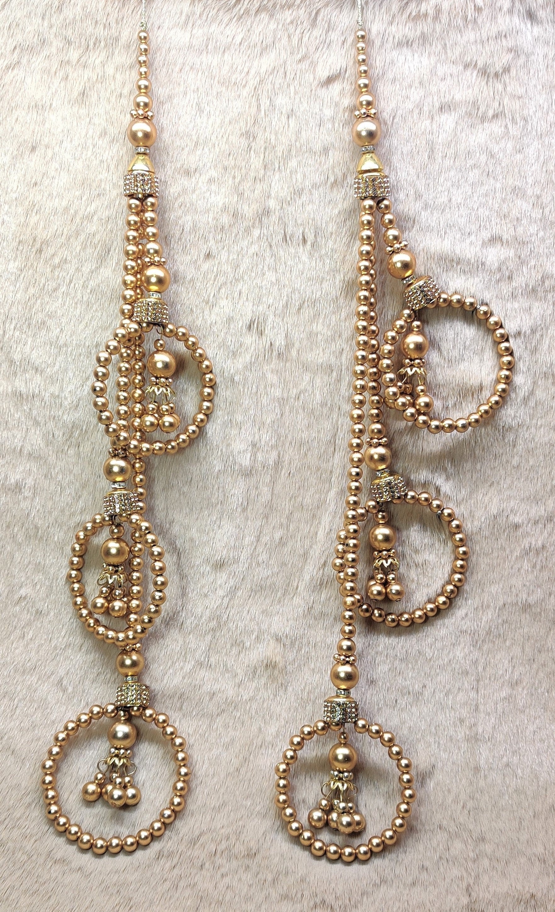Indian Handmade Golden Beaded Lahenga Latkan Tassels for Saree HandBags Hangings Dupatta Bridal Wedding dress for Women pair of 2 pcs