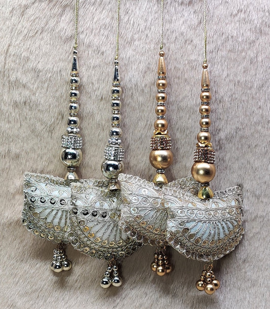 Indian Handmade Beaded Blouse Lehanga Latkan Tassels for Saree HandBags Hangings Dupatta Bridal Wedding dress for Women pair of 2 pcs