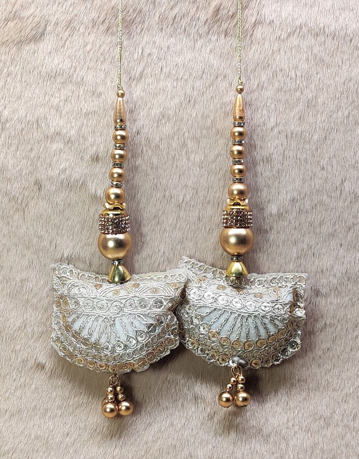 Indian Handmade Beaded Blouse Lehanga Latkan Tassels for Saree HandBags Hangings Dupatta Bridal Wedding dress for Women pair of 2 pcs