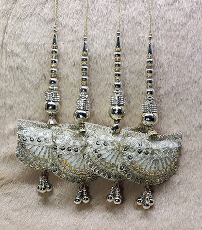 Indian Handmade Beaded Blouse Lehanga Latkan Tassels for Saree HandBags Hangings Dupatta Bridal Wedding dress for Women pair of 2 pcs