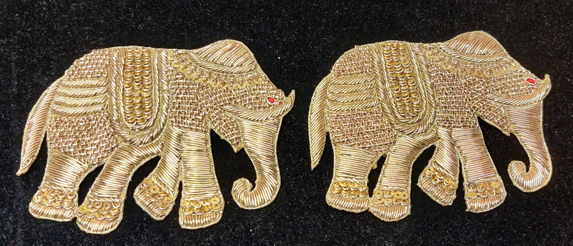 Indian Handmade Elephant Design Patches Embroidered Sewing Thread Dresses Handcrafted Appliques Cushion Crafting Bags, 1 Piece