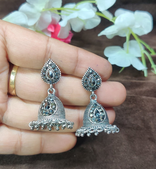 Indian Oxidized Handmade Silver Plated Small Earring jhumki Hanging for girls and women party wear Jewelry