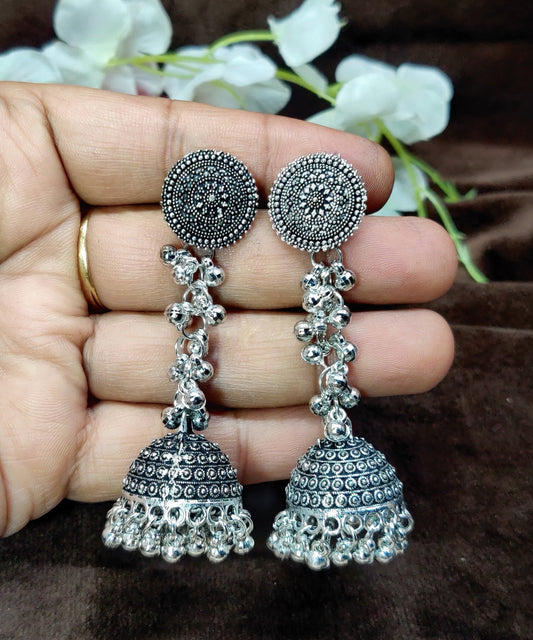 Indian Oxidized Handmade Silver Plated Small Earring jhumki Hanging for girls and women party wear Jewelry