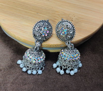 Indian Oxidized Handmade Silver Plated Small Earring jhumki Hanging for girls and women party wear Jewelry