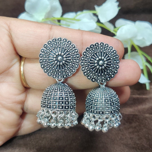 Indian Oxidized Handmade Silver Plated Small Earring jhumki Hanging for girls and women party wear Jewelry