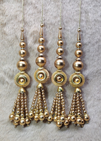 Indian Handmade Golden Beaded Lehanga Latkan Tassels for Saree Blouse HandBags Hangings Dupatta Bridal Wedding dress for Women pair of 2 pcs