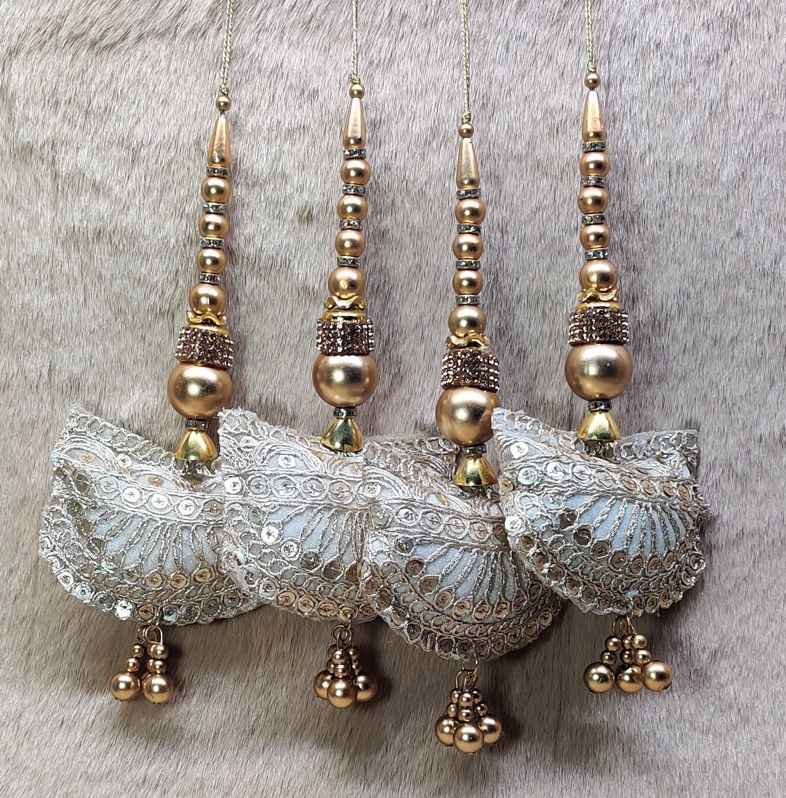 Indian Handmade Beaded Blouse Lehanga Latkan Tassels for Saree HandBags Hangings Dupatta Bridal Wedding dress for Women pair of 2 pcs