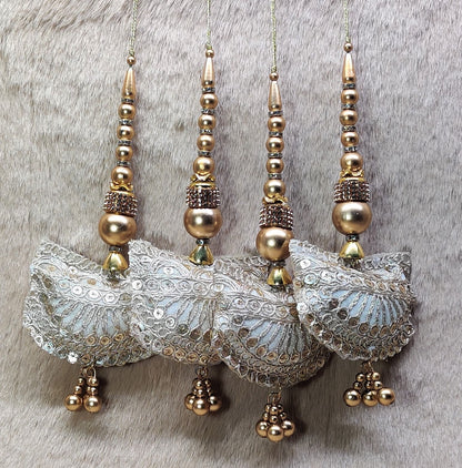 Indian Handmade Beaded Blouse Lehanga Latkan Tassels for Saree HandBags Hangings Dupatta Bridal Wedding dress for Women pair of 2 pcs