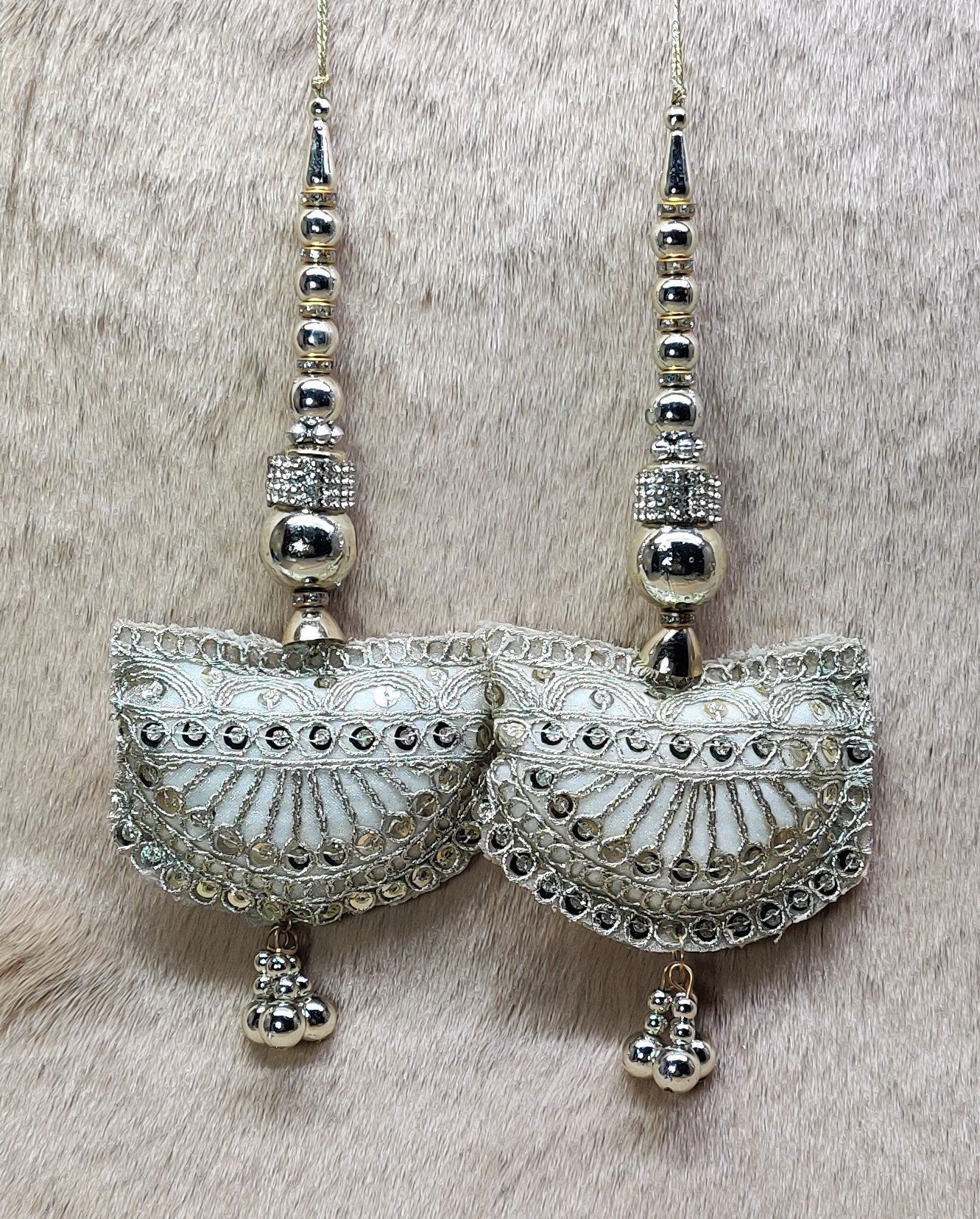Indian Handmade Beaded Blouse Lehanga Latkan Tassels for Saree HandBags Hangings Dupatta Bridal Wedding dress for Women pair of 2 pcs