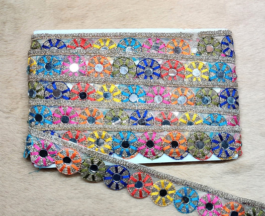 3 yard 3.5 cm wide Indian Saree Border Boho Lace Embroidery Ribbon Cushion Table runner curtains wedding Sewing Crafting Trim Headbands