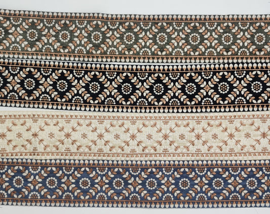 3 yard 8.0 cm wide Indian Saree Border Boho Lace Embroidery Ribbon Cushion Table runner curtains wedding Sewing Crafting Trim Headbands