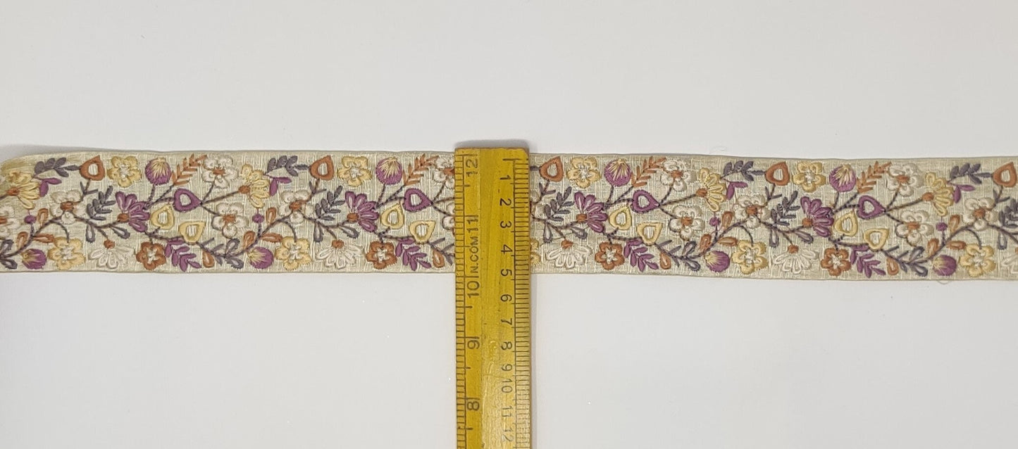 3 yard 5.0 cm wide Indian Saree Border Boho Lace Embroidery Ribbon Cushion Table runner curtains wedding Sewing Crafting Trim Headbands