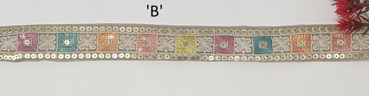 3 yard 3.5 cm wide Indian Saree Border Boho Lace Embroidery Ribbon Cushion Table runner curtains wedding Sewing Crafting Trim Headbands