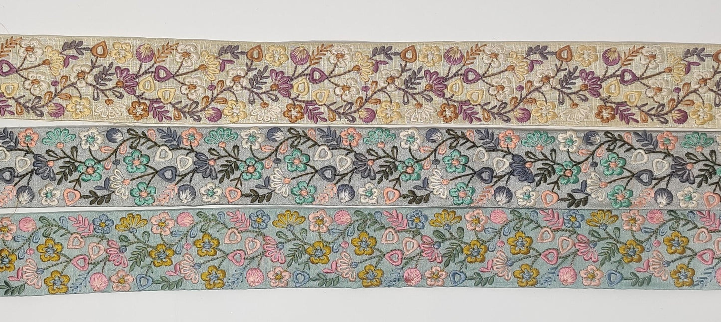 3 yard 5.0 cm wide Indian Saree Border Boho Lace Embroidery Ribbon Cushion Table runner curtains wedding Sewing Crafting Trim Headbands