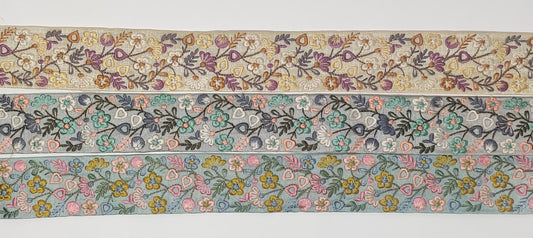 3 yard 5.0 cm wide Indian Saree Border Boho Lace Embroidery Ribbon Cushion Table runner curtains wedding Sewing Crafting Trim Headbands