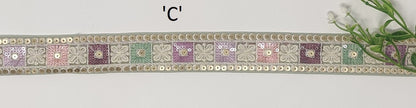 3 yard 3.5 cm wide Indian Saree Border Boho Lace Embroidery Ribbon Cushion Table runner curtains wedding Sewing Crafting Trim Headbands