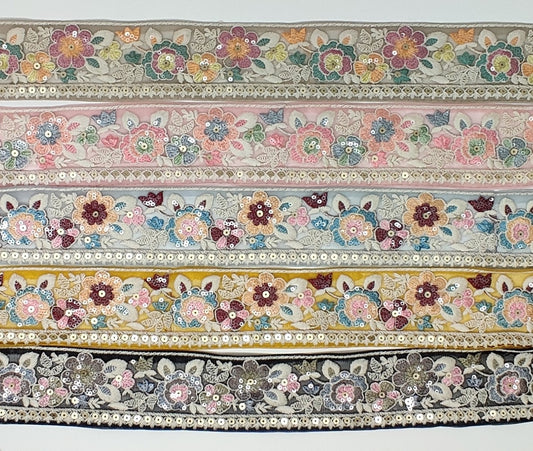 3 yard 6.0 cm wide Indian Saree Border Boho Lace Embroidery Ribbon Cushion Table runner curtains wedding Sewing Crafting Trim Headbands