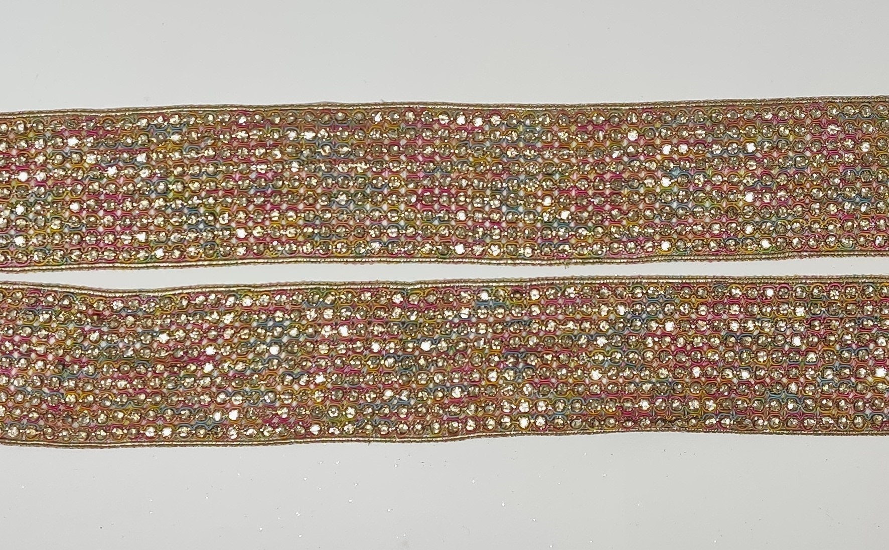 3 Yard 6.0 cm wide Decorative Multicolor Beaded Bridal Dress Belt Wedding ribbon Indian Laces Costume Crafting Sewing Sari Border home décor