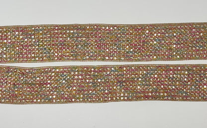 3 Yard 6.0 cm wide Decorative Multicolor Beaded Bridal Dress Belt Wedding ribbon Indian Laces Costume Crafting Sewing Sari Border home décor