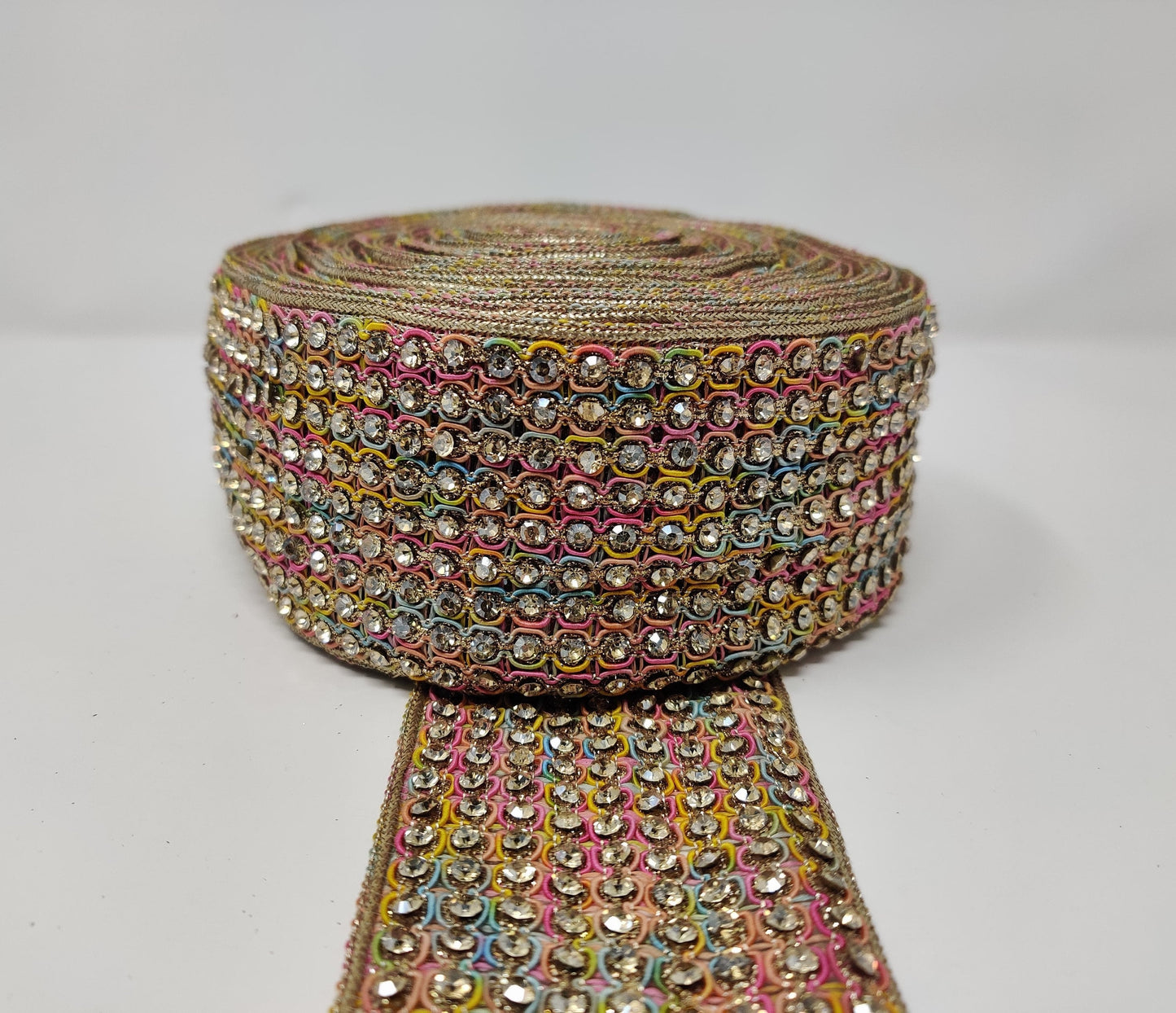 3 Yard 6.0 cm wide Decorative Multicolor Beaded Bridal Dress Belt Wedding ribbon Indian Laces Costume Crafting Sewing Sari Border home décor