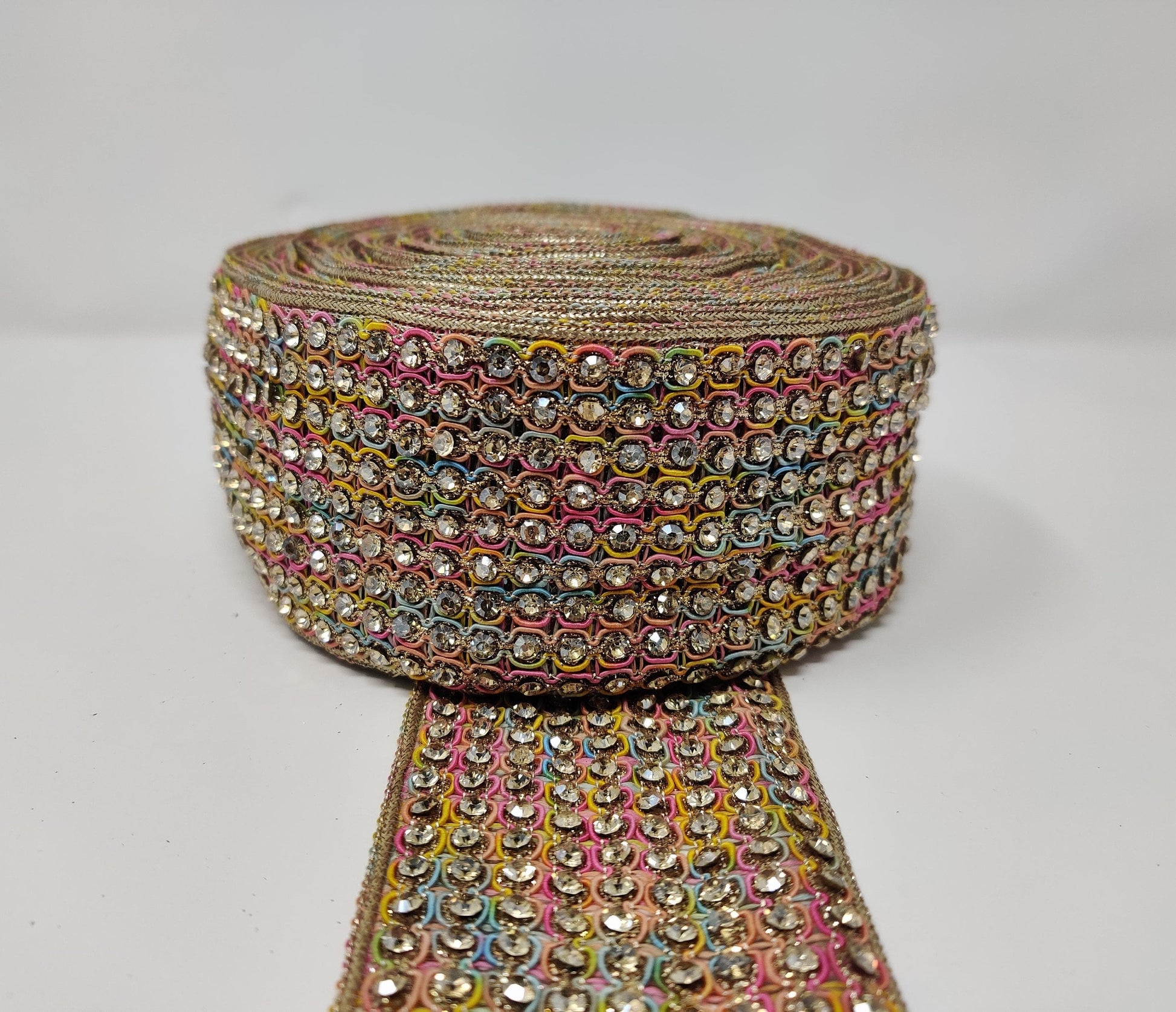 3 Yard 6.0 cm wide Decorative Multicolor Beaded Bridal Dress Belt Wedding ribbon Indian Laces Costume Crafting Sewing Sari Border home décor