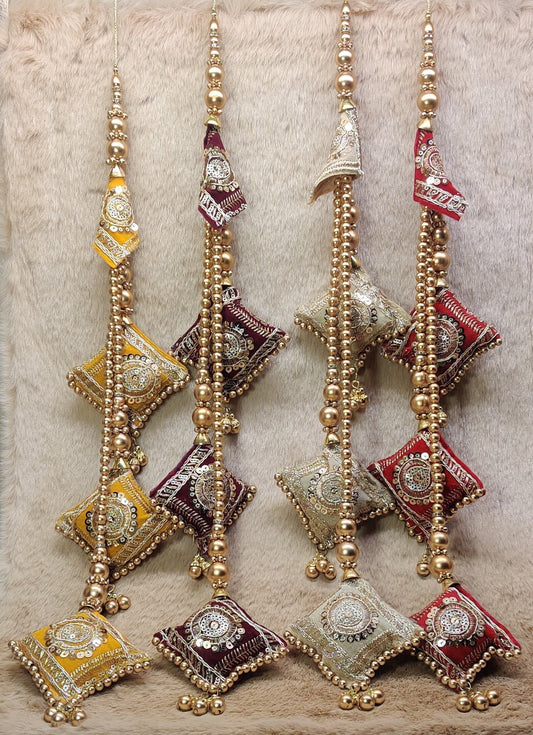 Indian Handmade Light Golden Beaded Lahenga Latkan Tassels for Saree HandBags Hangings Dupatta Bridal Wedding dress for Women pair of 2 pcs