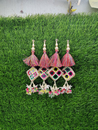 17 cm 2 pc Boho beaded Fringed Tassels, home décor, lamp shades tassels, Hanging for Handbags, Indian Saree, Dupatta, Lehenga Blouse latkan