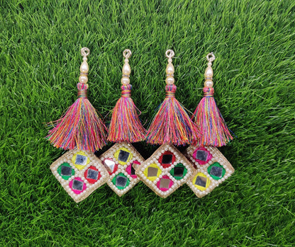 13 cm 2 pc Boho beaded Fringed Tassels, home décor, lamp shades tassels, Hanging for Handbags, Indian Saree, Dupatta, Lehenga Blouse latkan