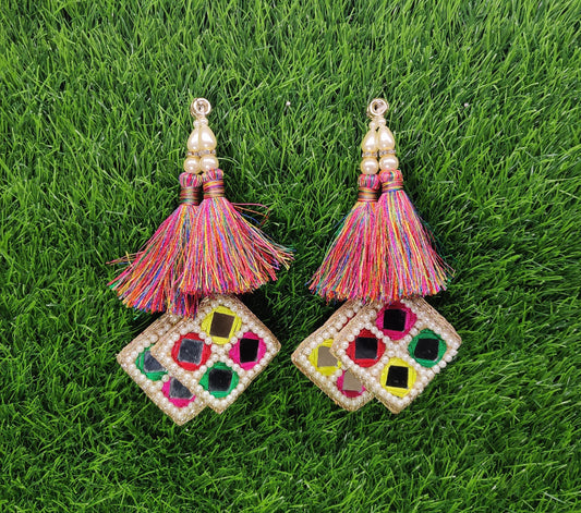 13 cm 2 pc Boho beaded Fringed Tassels, home décor, lamp shades tassels, Hanging for Handbags, Indian Saree, Dupatta, Lehenga Blouse latkan