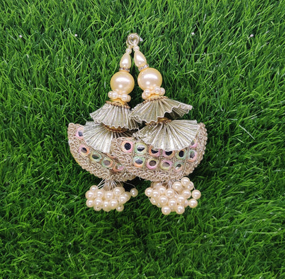 12 cm 2 pc Cushioned beaded Lahenga Tassels, home décor, lamp shades tassels, Hanging for Handbags, Indian Saree, Dupatta, Blouse latkan