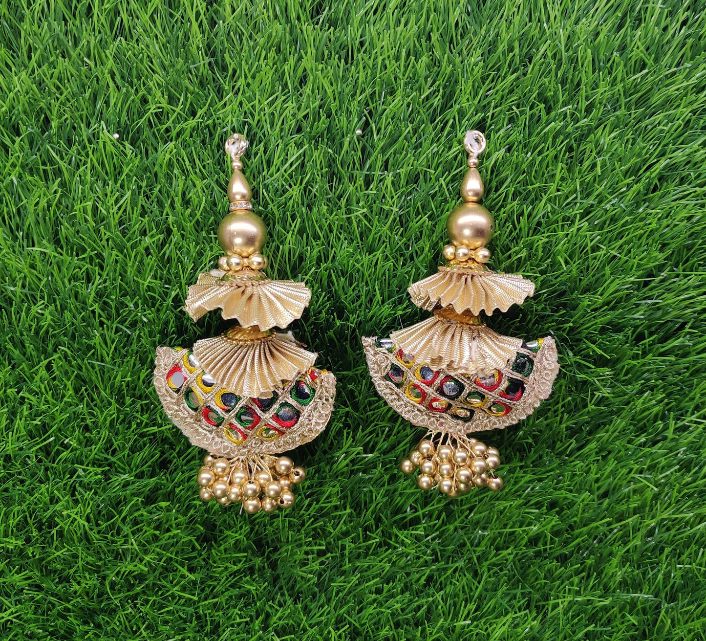 12 cm 2 pc Cushioned beaded Lahenga Tassels, home décor, lamp shades tassels, Hanging for Handbags, Indian Saree, Dupatta, Blouse latkan