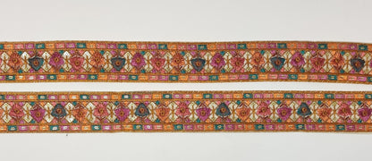 3 yard 5 cm wide Indian Saree Border Boho Lace Embroidery Ribbon Cushion Table runner curtains wedding Sewing Crafting Trim Headbands