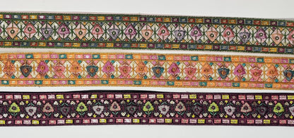 3 yard 5 cm wide Indian Saree Border Boho Lace Embroidery Ribbon Cushion Table runner curtains wedding Sewing Crafting Trim Headbands