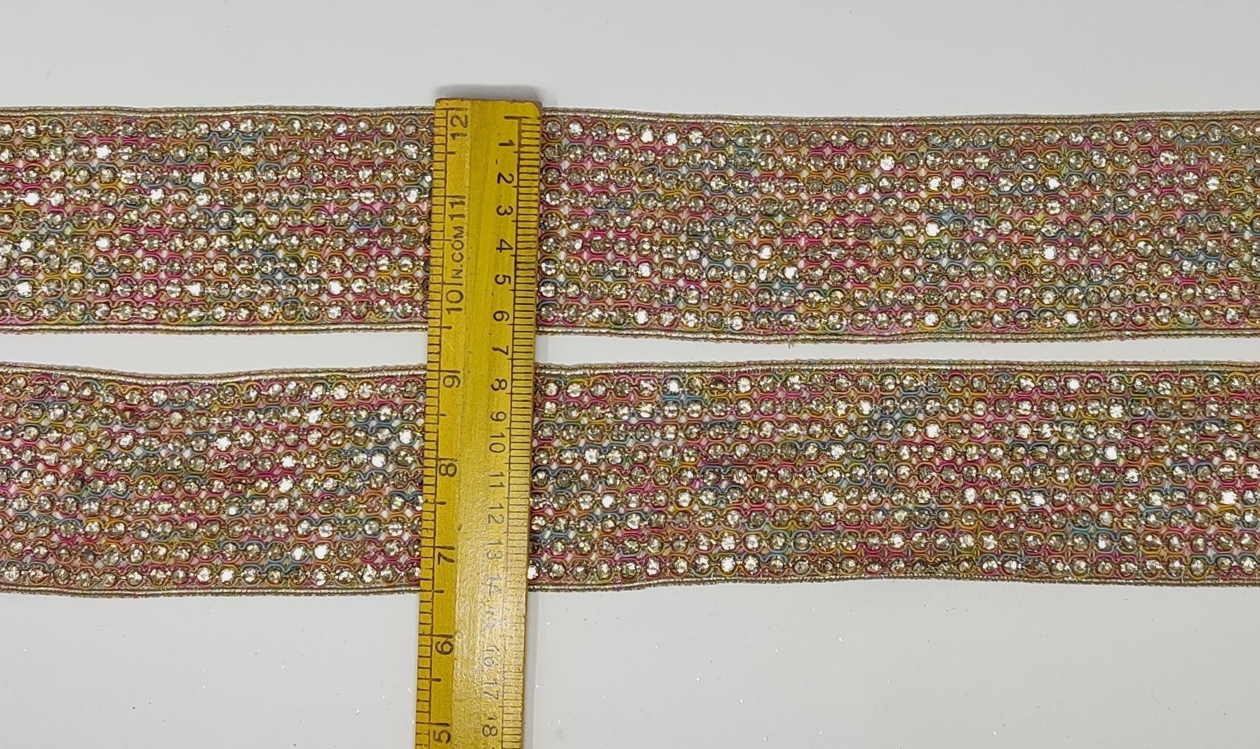 3 Yard 6.0 cm wide Decorative Multicolor Beaded Bridal Dress Belt Wedding ribbon Indian Laces Costume Crafting Sewing Sari Border home décor