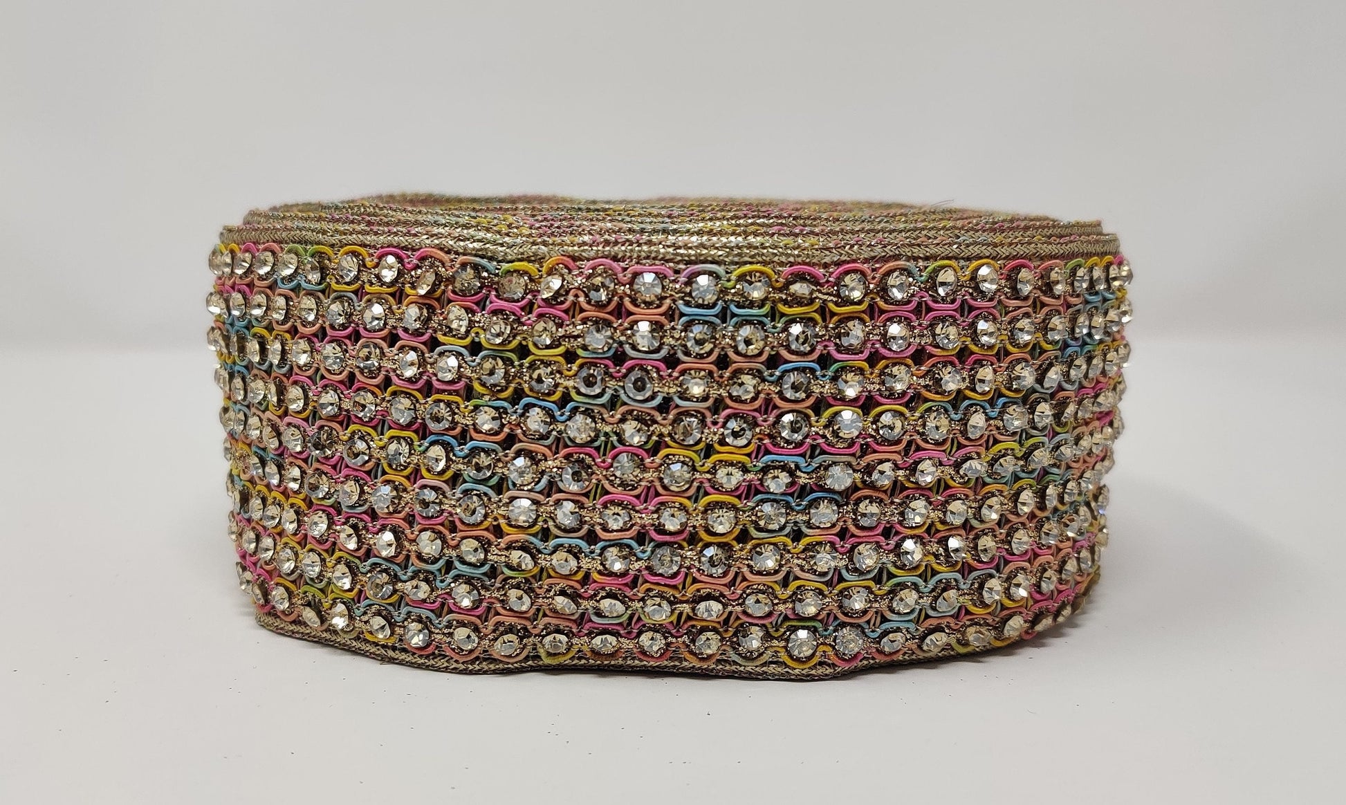 3 Yard 6.0 cm wide Decorative Multicolor Beaded Bridal Dress Belt Wedding ribbon Indian Laces Costume Crafting Sewing Sari Border home décor